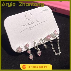 Aryio 6Pcs Fashion Sweet Heart Stud Earrings For Women Girls Personality Fashion Temperament Earrings Jewelry Accessories Gifts