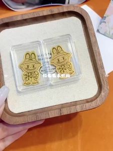 New labubu Pure gold 999 Labubu Gold Phone Sticker with Gold 2mg Live Streaming Traffic Valentines Day Gift