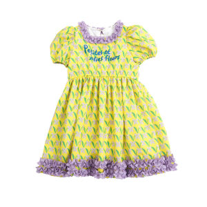 「สินค้าลิขสิทธิ์แท้」Iris kids IKD071-IKH071-IKS076 Violet Lily yellow dress-hair band ชุดเดรสเด็กผู้หญิง สไตล์เกาหลี ใส่เที่ยว ผ้านิ่มใส่สบาย