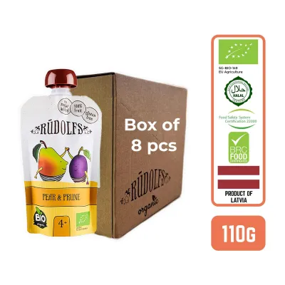 Rudolfs Baby Organic Pear And Prune 6+ Months Carton (8 PCS) - By Foodsterr