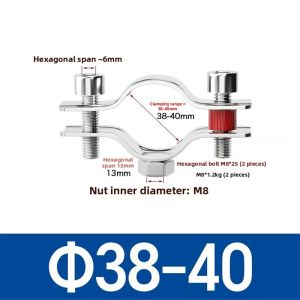 RANG 1Pcs OD 8-325mm Stainless Steel Pipe Bracket M8 Nut 304 Stainless Steel Pipe Support Bracket Adjustable Saddle Clamp for Water Pipe