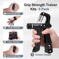 Grip Strength Trainer Kits (5 Pack), Forearm Strengthener with Adjustable Resistance, Grip Strength Tester, Finger Strengthener, Hand Gripper Strengthener. 