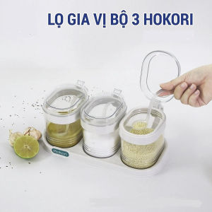 (ComBo) 2-3-4 lọ đựng gia vị Hokori có nắp đậy kèm thìa cao cấp nhựa PP dày dặn bền đẹp hàng việt nhật