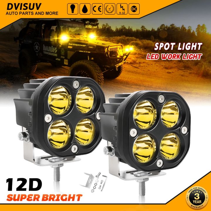 4.4 Offroad 12V 24V Round LED Work Light Bar Flood Spot Lights Driving Fog Lamp