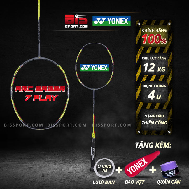 Vợt Cầu Lông Yonex Arcsaber 7 Play Vàng Xám Chính Hãng - Phiên Bản Giá Rẻ Của ARC 7 PRO