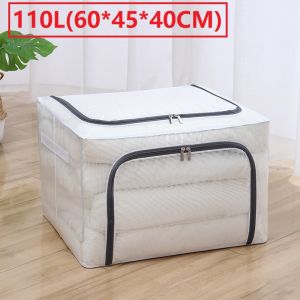 Large Capacity Transparent boxFoldable Storage Box for clothes PVC Nylon Waterproof and moisture-proof Sundries Organizer box Stackable mega box With Steel Frame Dual Zipper Storage Box