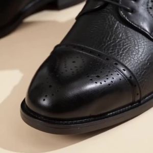 Desai Mens 2026 Autumn Winter Leather Brogue Cap Toe Lace-up Shoes Classic Business Formal Casual Sneakers Office Wedding2026