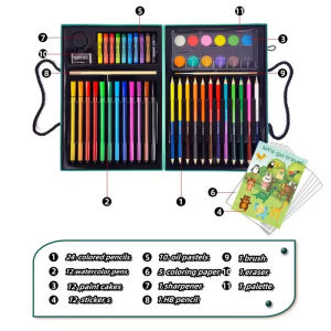 Kid Portable Drawing Painting Art Set Coloring Crayons Colored Pencils Set Gift for Kid Art Stationery Drawing Toy