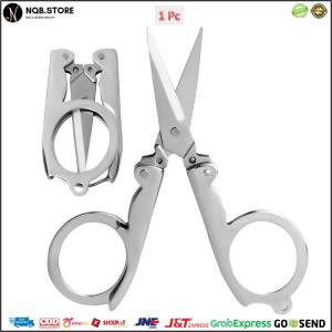 Gunting LIPAT Stainless MINI Portable Full Alloy Classic Trip Folding Scissors - Kecil Saku Anti Karat Tajam Pemotong Serbaguna