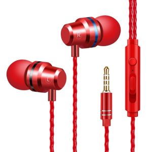 VTUOGE wired earphone 3.5mm extra bass straight line PC subwoofer headset in-ear metal sports music Mobile phone headphone with Mic