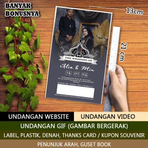 ISI 100 PCS COD Undangan Pernikahan Murah 13x21(LIAGENZ01) - Undangan Nikah Bolak Balik Undangan Walimah 1 Lembar / Satu Lembar Kartu Ucapan Kertas Undangan Jimpitan Undangan Pesta
