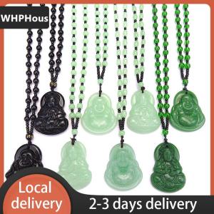 [COD] WHPHous Ship within 24 hours Classic Natural Chinese Buddha Pendant Jade Necklace Fashion Charm Jewelry Carved Blessing Lucky Amulet Gifts For Women Men