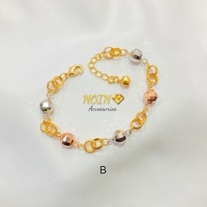 Gelang Rantai Vintage Warna Tri Color Kombinasi Lapis Emas Anti Karat