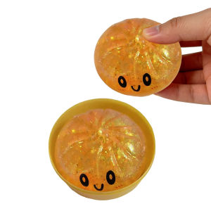 Glitter Squishy Dumplings Stress Relief Toy - Soft & Squeeze Cute Expressions Stress Relief - 10cm Dia Slow Rising Glittery & Shiny Perfect Gift Safe Material Non-toxic