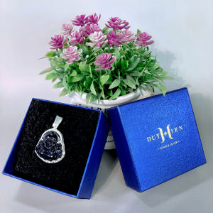 Mặt Dây Chuyền Bạc Duy Hiển Hình Tượng Đức Phật Di Lặc Đá Mã Não Đen