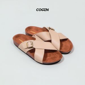 Cogen Sandal Pria Kulit Sendal Slop Kastel Vintage - Kastel Creme