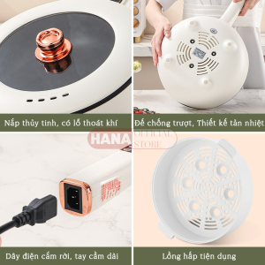 Chảo điện đa năng dung tích 3L tay cầm dài có điều chỉnh nhiệt độ 6 chế độ nấu thông minh tiện dụng