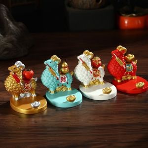 EXALTEDP Resin Feng Shui Goat Statue Creative Miniature Sheep Ornament Wealth Luck Good Luck Sheep Phone Holder Home Decor