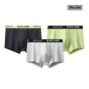 3Pcs Mens Underwear Hombre Panties Mid-Rised Boxershorts Breathable Cotton Underpants Solid Color Boxer Shorts L-3XL
