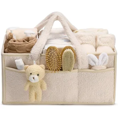 Diaper Caddy Organizer Portable Nursery Storage Basket Gift for Baby Shower Car Diaper Storage Baby Caddy Organizer for Diaper Station