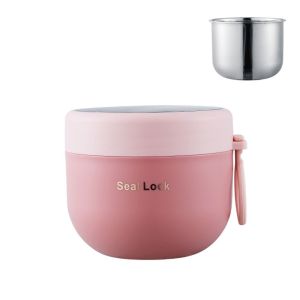 RGFV STORE 600ml Hộp cơm trưa giữ nhiệt Chống rò rỉ Với muỗng Cốc súp cách nhiệt Mini Lò vi sóng Bình giữ nhiệt chân không Sữa Chua