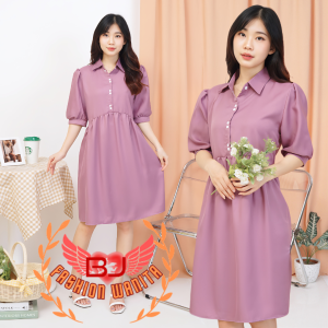 BJFashionWanita / LongDress Lesi Tunik Polos Lengan Stengah Jumbo Bigsize Midi Premium High Quality