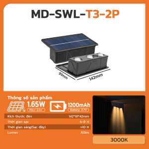 Combo Đèn Led Năng Lượng Mặt Trời Gắn Tường Ngoài Trời MODI SOLAR Trang Trí Sân Vườn Chống Thấm Nước
