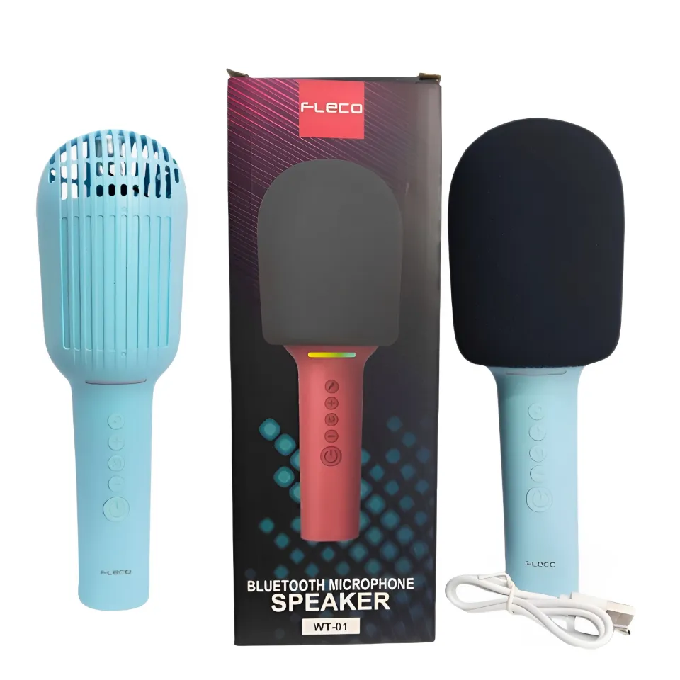 Mic Bluetooth Speaker Karaoke FLECO WT-01 FMTF USB Bluetooth Mix