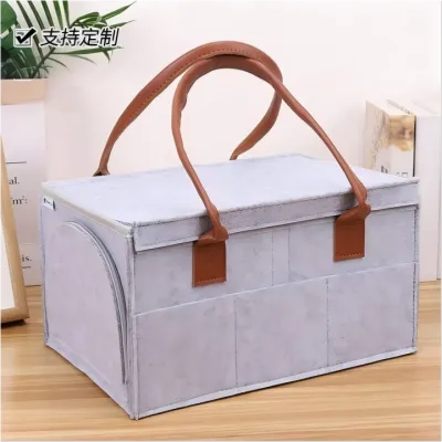 Diaper Caddy Portable Organizer Baby Woven Cotton Baby Diaper Storage Basket Multipurpose Bag