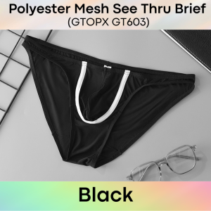 Mens Brief: Polyester Mesh See Through Low Waist Brief (GT603)