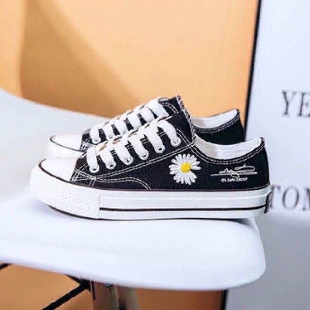 Giày thể thao nữ Giày nữ CV thấp cổ thêu hoa cúc,Giày CONVERSE