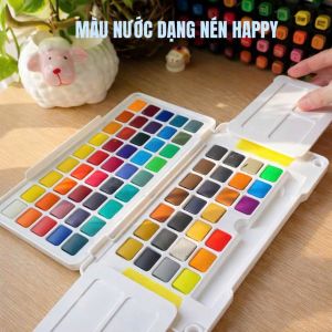 Màu Nước Happy – Bộ Màu Nước Dạng Nén 12/18/24/36/48/62/72 Màu | Kèm Cọ Vẽ Khay Pha Màu