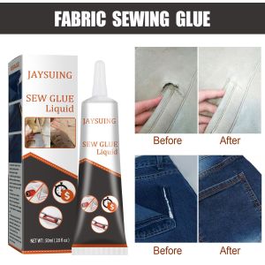 【HOT SALE】Jaysuing Sew Glue Liquid Sew Glue Clothes Fabric Leather Sew Glue Kit Secure Fast Drying Glue Liquid Sewing Ultra-stick Adhesives Waterproof Liquid Fabric Glue Ultra-stick Cloth Glue Leather Repair Glue Secure Fast Drying Textile Glue 50ml