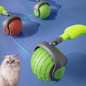 ER52858 2 Modes Interactive Cat Toy Ball Plastic Safe Cat Interactive Ball Pet Toy with Tail Cats Automatic Rolling Ball for Indoor