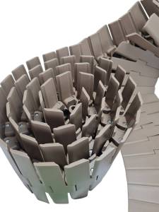 882 Tab K750 Top chain  สายพานลำเลียง conveyer แบบโค้ง กว้าง 7.5 นิ้ว ความยาวต่อกล่อง