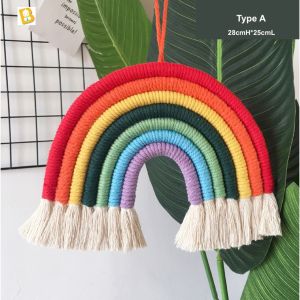 BabyBoss Colorful Rainbow Wall Decor Handmade Weaving Ornament Pendant Decoration Macrame Tassel Animal