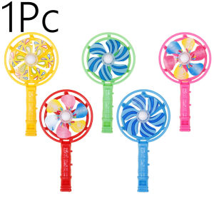 【Free Shipping】Children Coloful Windmill Whistle Musical Developmental Toy Party Props Plastic Whistling Handle Toys Pinwheel Wind Spinner