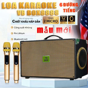 Loa karaoke Xách Tay BOX VB8888 PRO6 Đường Tiếng2 Bass Đôi 16.5cm2 loa Trung 2 Loa Treble Công Suất Khủng Kèm 2 Micro Cao Cấp Âm Trầm Cực Mạnh Và Âm Thanh Sáng Tách Biệt Đến Từng Nốt NhạcChất Lượng Hoàn Hảo.