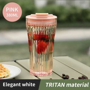 BINCOO Coffee Cup with Lid High Temperature Resistant Tritan Food Grade Tumbler Portable Outdoor and Office 380ML