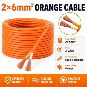 2 Core Flexible Cable Wire Cord Orange Electrical Power Wiring Line 2.5mm² 4mm² 6mm² Utility Cable