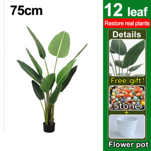 Simulation 99% Artificial Plants 68/84/93CM Home Office Decoration【Free stone+flower pot】High-Quality Garden indoor Home Decoration 75/85CM 15/23pcs-leaves Photography props tropical plastic fake plants Indoor House Home Wedding Office Decoration