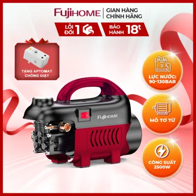 Máy rửa xe nhập khẩu FUJIHOME PWX1A cảm ứng từ - Tặng Aptomat chống giật - Điều chỉnh áp lực nước đầu ra - Bảo hành điện tử toàn quốc 18 tháng