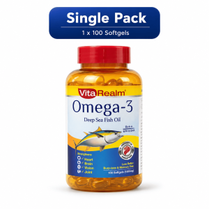 VitaRealm Omega-3 Deep Sea Fish Oil 300/100pcs Softgels【SG】| EPA & DHA | Supports Heart Brain Eye & Joint Health