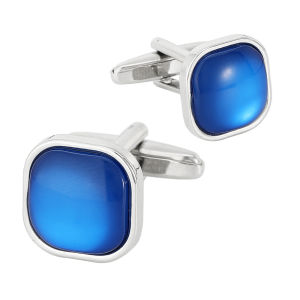 1Pair Fashion Square Inlaid Blue Crystal Cufflinks Creative Personalized Temperament Suit Cuff Links Accessories Graduation Gift