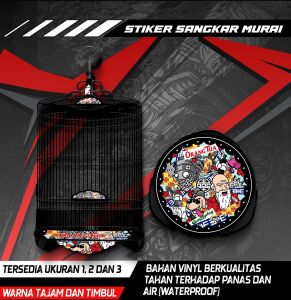 Stiker Decal Sangkar Burung Murai Sangkar Bulat Custom High Quality Desain Orang Tua Anti Air