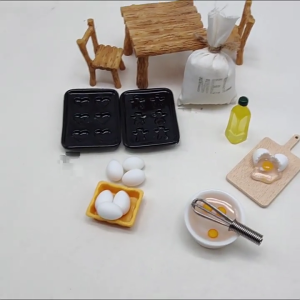 Cute Educational Dollhouses Baking Playset Flour Bag Whisk Dollhouses Table Chairs Realistic Utensils Model Playset