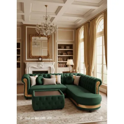 Sofa L Turky + Meja Bahan Bludru By CJ