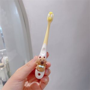 DISPROOF VOYAGE76GE1 Soft Fibre Hair Capybara Toothbrush Anime Eco-Friendly Cartoon Children Toothbrush Cute Capybara Cleaning Oral Tool Bathroom