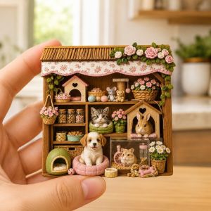 MODERNLUX 3D Raised Relief Pet House Fridge  Resin Cartoon Puppy Hamster Refrigerator Decoration Cute ic Ornament Kitchen Decor