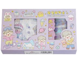 Bộ washi sticker hoạt hình dễ thương lấp lánh- Hộp quà băng dính hình dáng sáng tạo